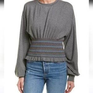 Petersyn Cory Smocked Sweatshirt Top Size Small